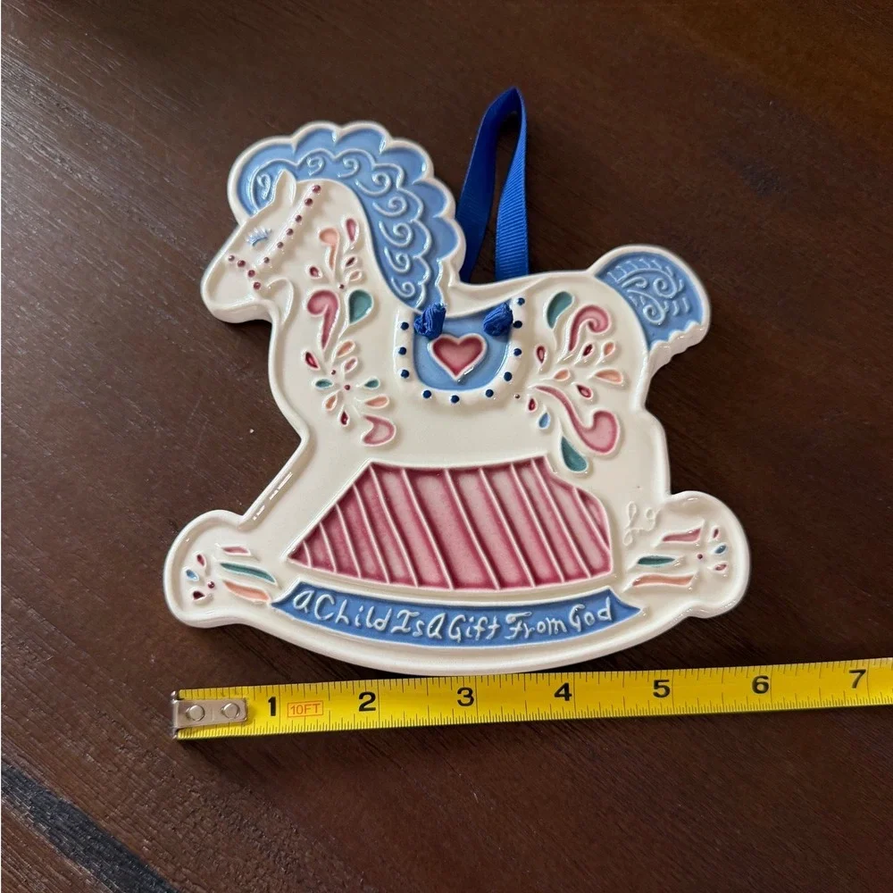 J. Duban Designs Rocking Horse Wall Hanging Tile A Child Is A Gift From God 1988